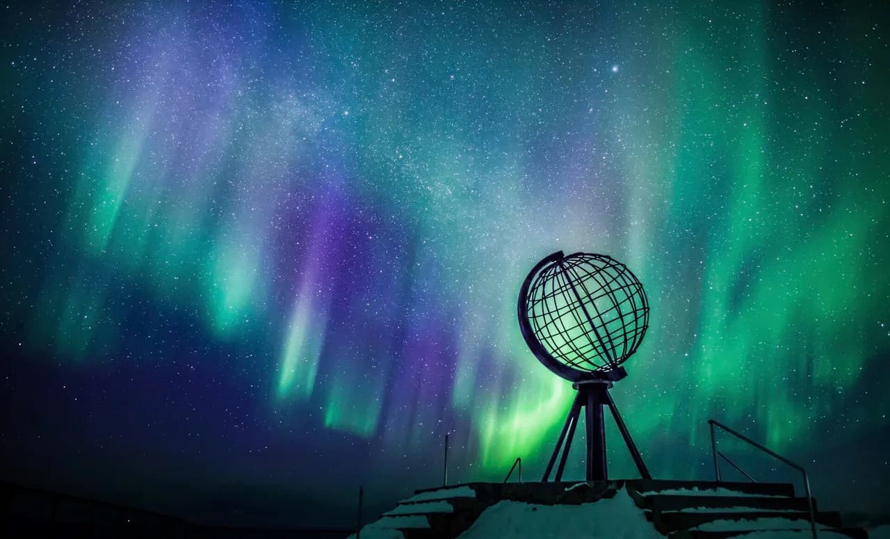 Northern Lights (Aurora Borealis) over the North Cape, Norway