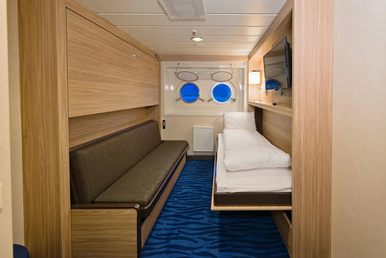 Twin on lower deck with window or porthole