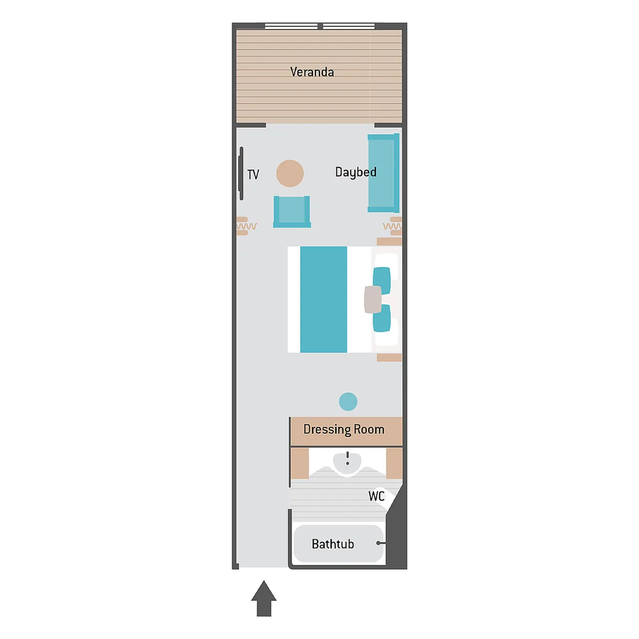 Veranda suite and stateroom