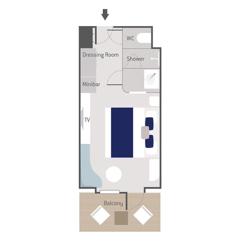Lower deck balcony stateroom