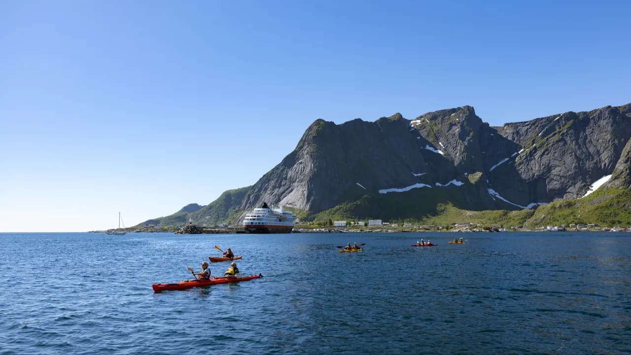 Opt to join a kayaking excursion from Reine to enjoy the best of the Lofoten Islands