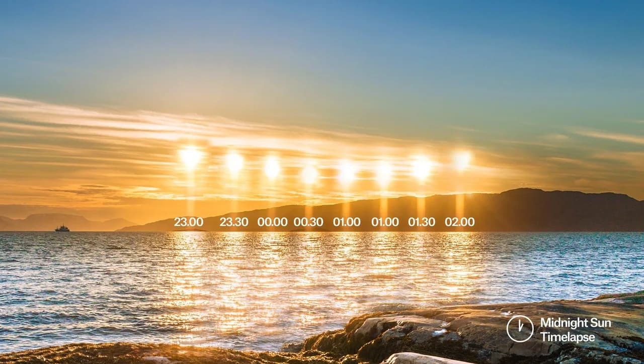 Time-lapse showing the different stages of the sun during Midnight sun.