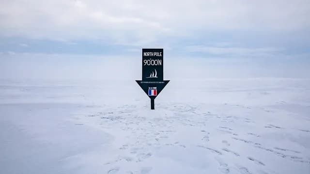 The Geographic North Pole and the east coast of Greenland
