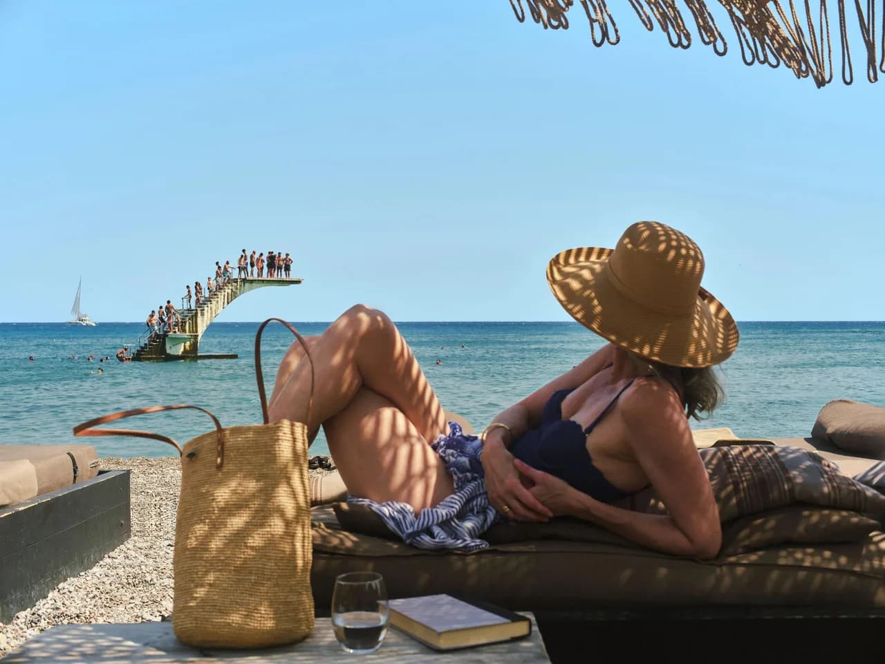 Traveler enjoys beautiful Rhodes Island coastal scenery.
