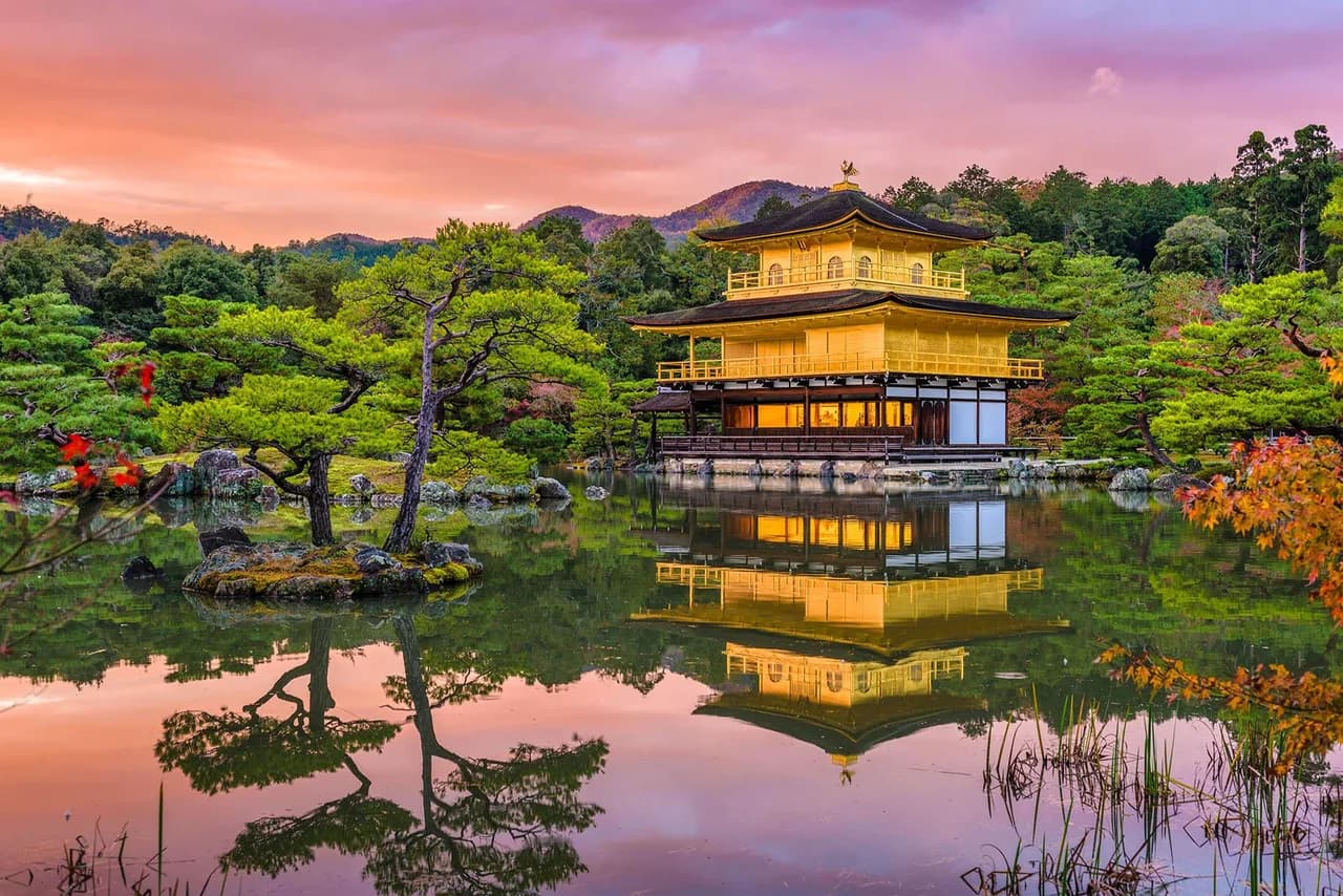 This is the Kinkaku-ji, one of the most famous and iconic landmarks in Kyoto, Japan./Shutterstock