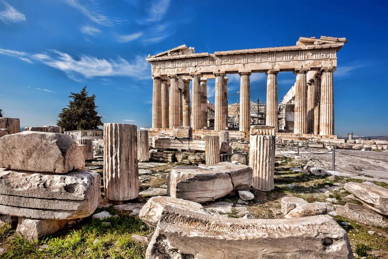 Parthenon, located on the Acropolis in Athens, Greece.