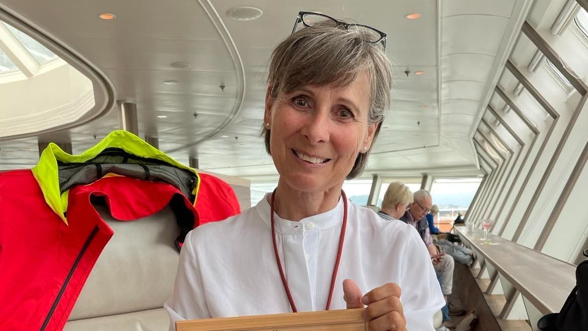 KrisTina Kramer on board a Hurtigruten ship